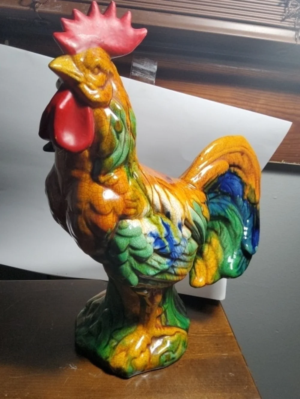 Vintage Majolica roster statue vintage majolica